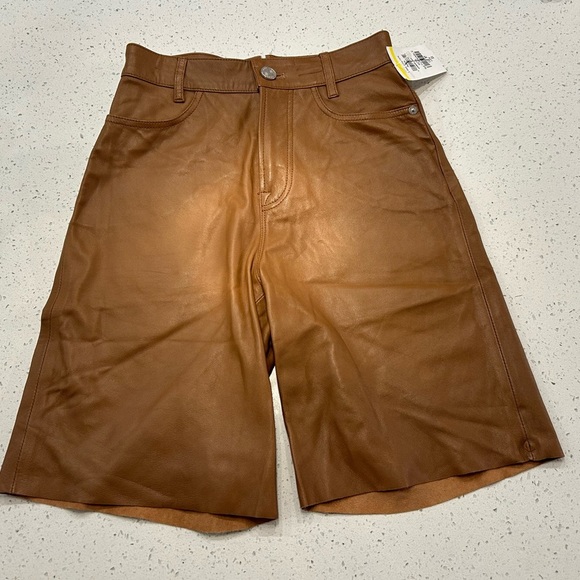 FRAME Leather Bermuda Shorts - Picture 5 of 11